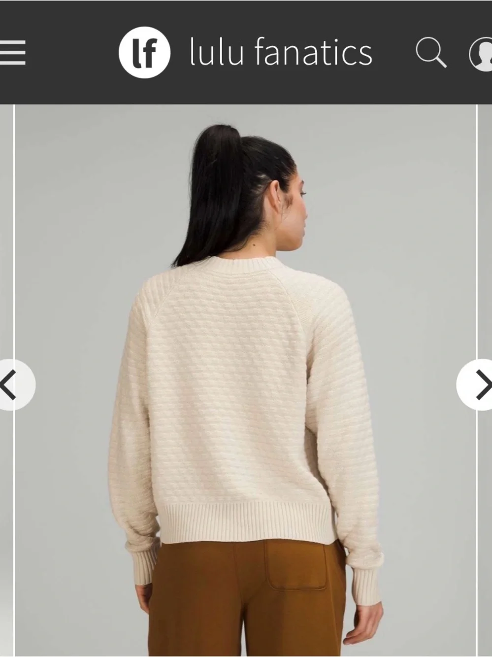 lululemon athletica Cashemere Blend Cream Textured Crewneck Sweater